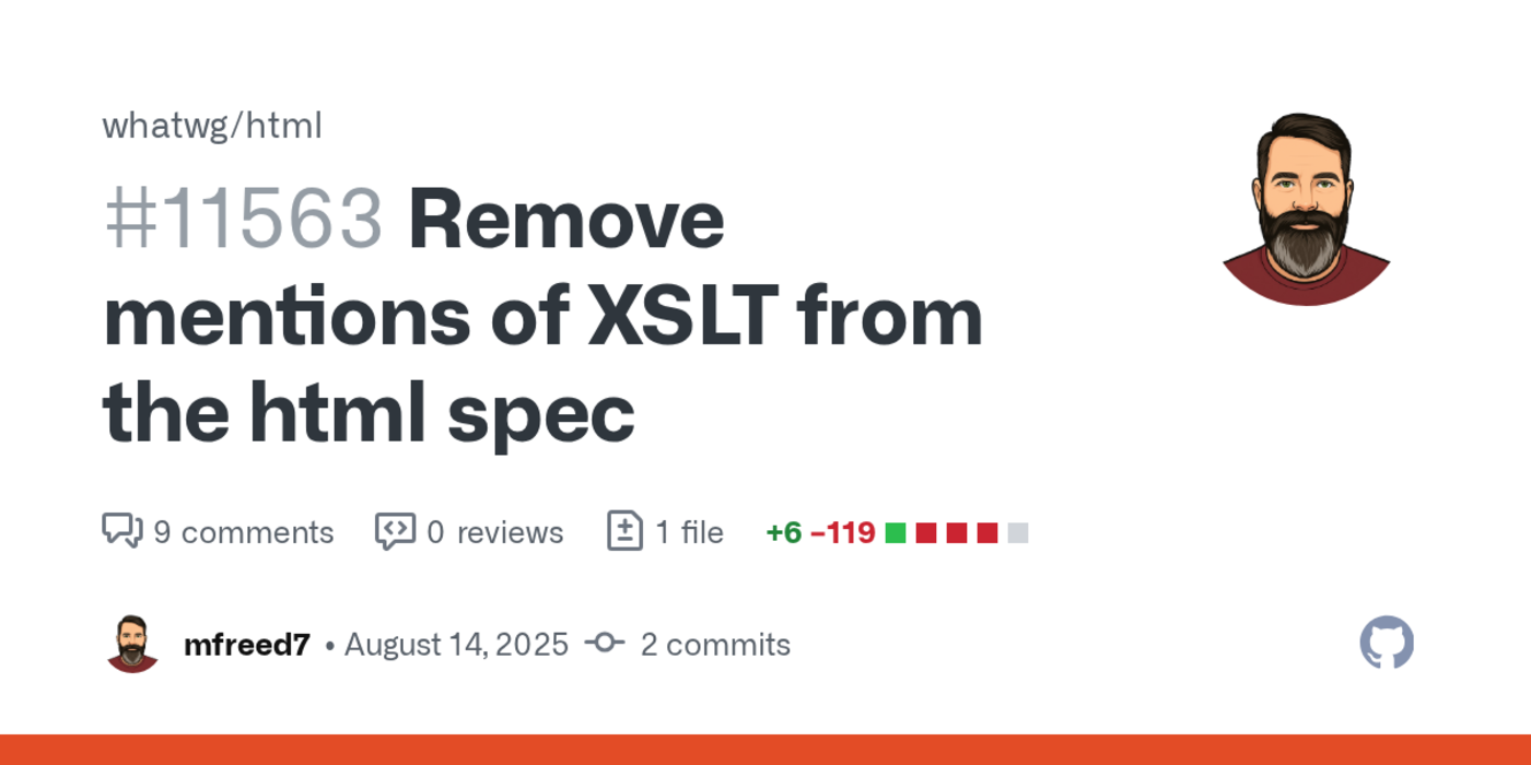chrome intends to remove xslt from the html spec