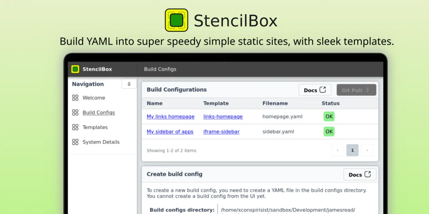 stencilbox build yaml into super speedy static sites with sleek templates