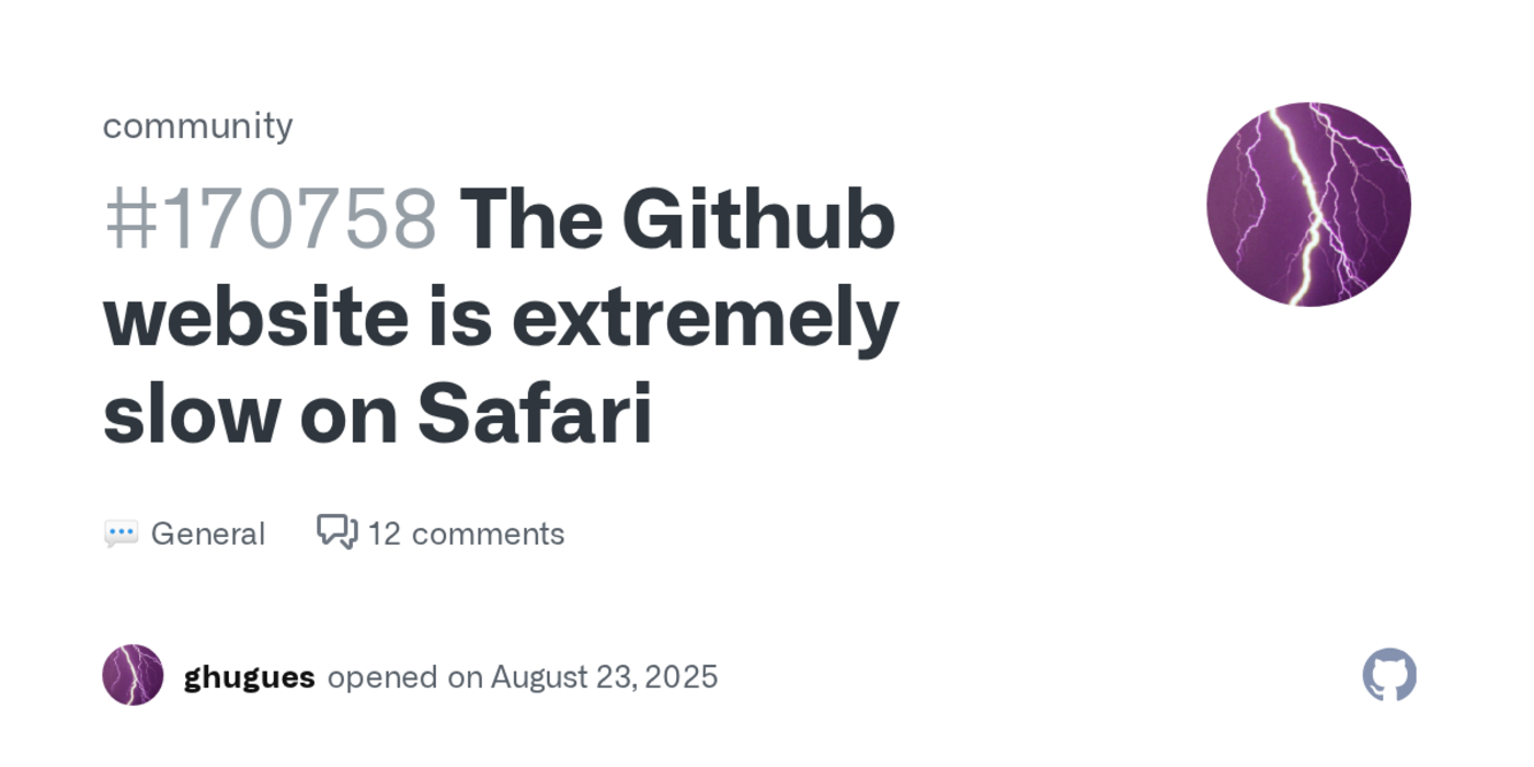 the github website is slow on safari