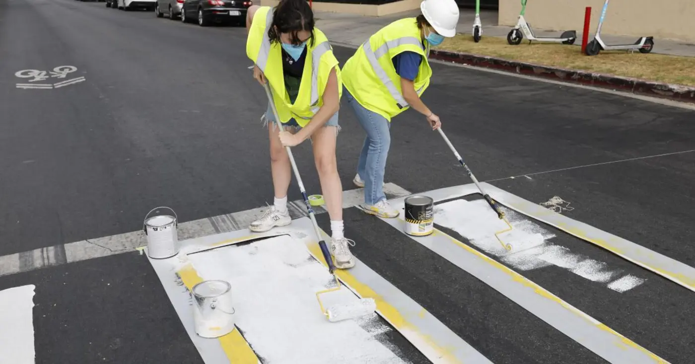 tired of waiting for the city angelenos paint their own crosswalks