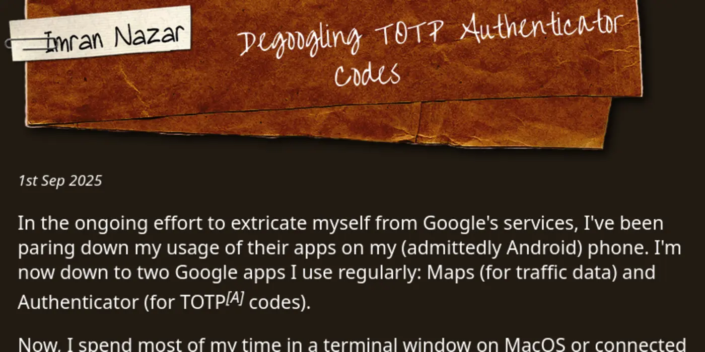 degoogling totp authenticator codes