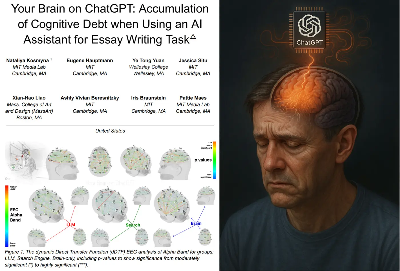 mit study finds ai use reprograms the brain leading to cognitive decline