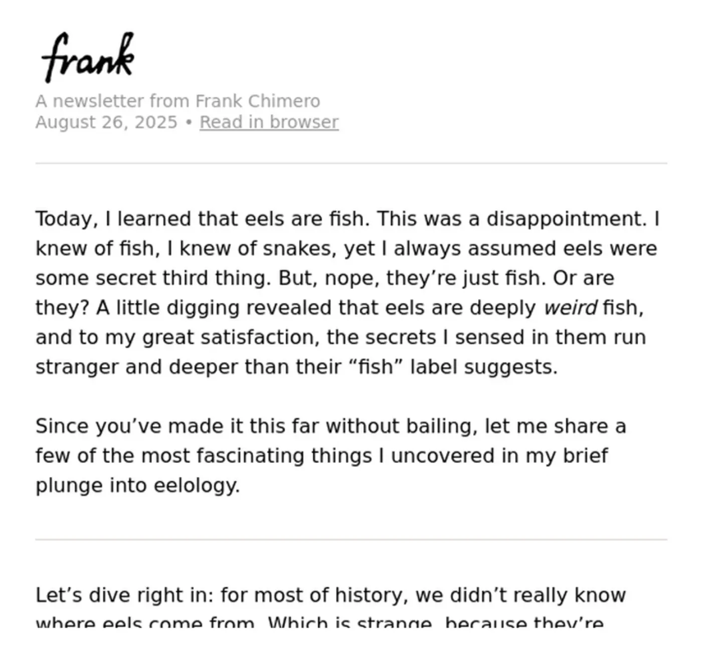 today i learned that eels are fish