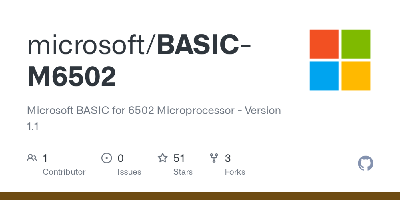 microsoft releases historic 6502 basic