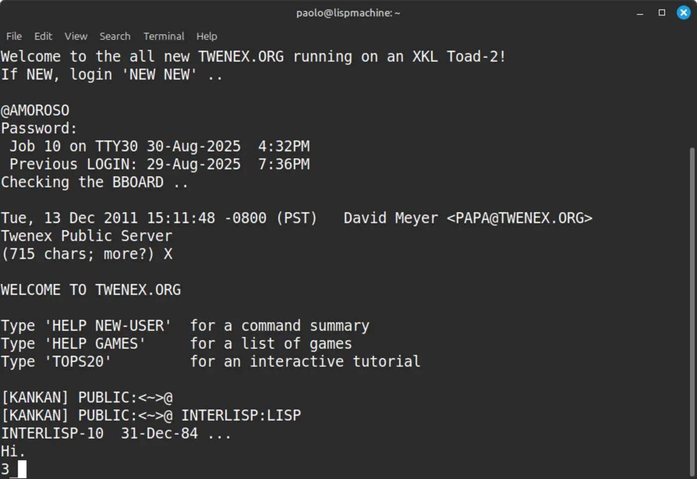 exploring interlisp10 and twenex