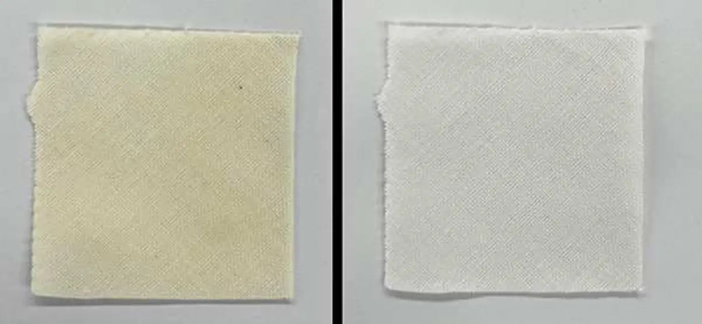 removing yellow stains from fabric with blue light