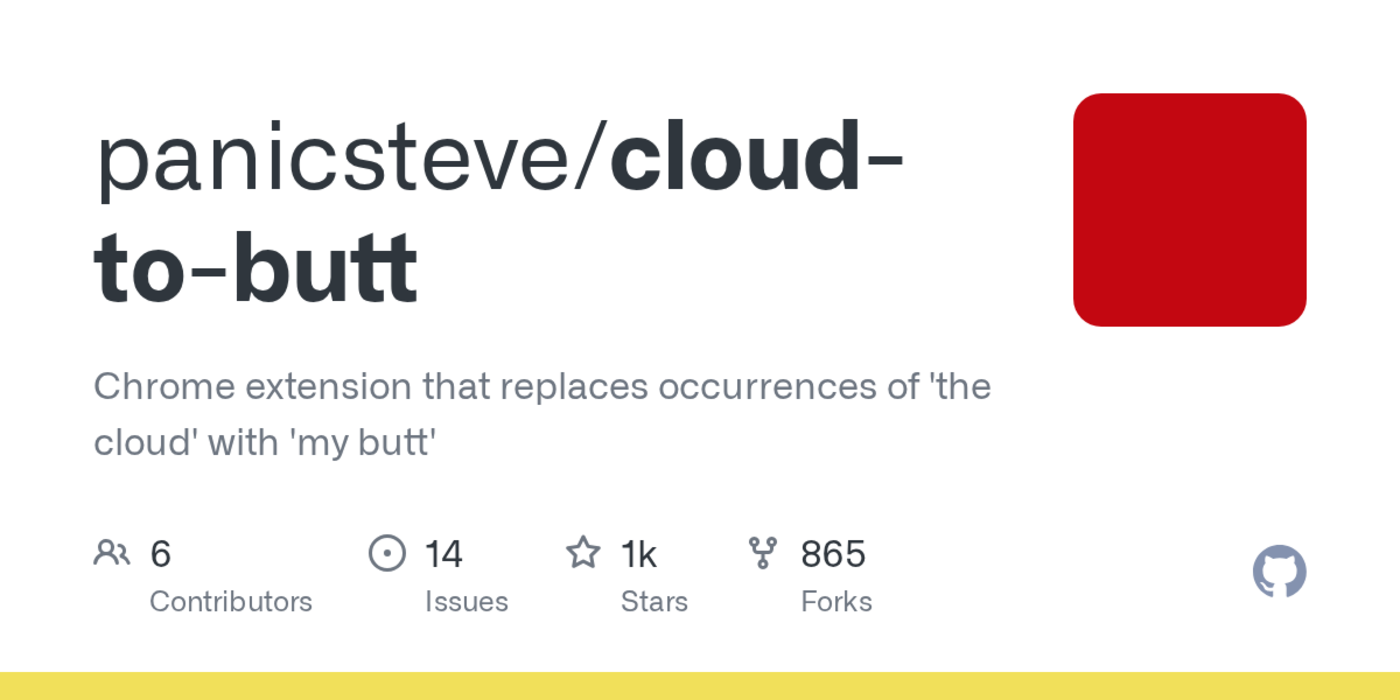 chrome extension that replaces occurrences of x27the cloudx27 with x27my buttx27