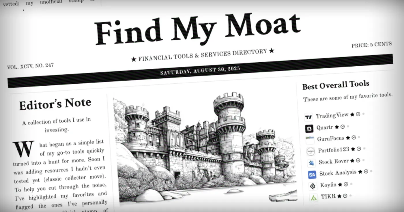 show hn findmymoat directory of investing tools