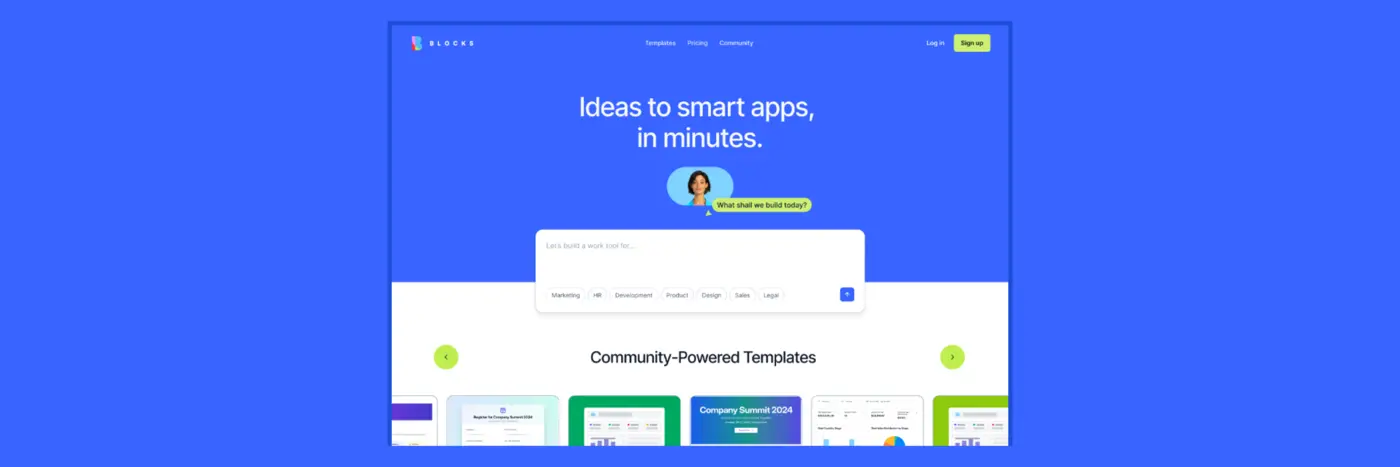 show hn blocks dream work apps and ai agents in minutes
