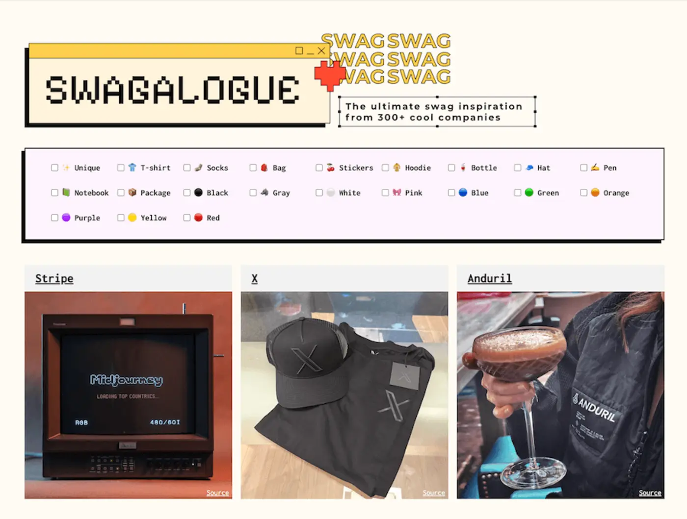 swag inspiration from 300 cool companies