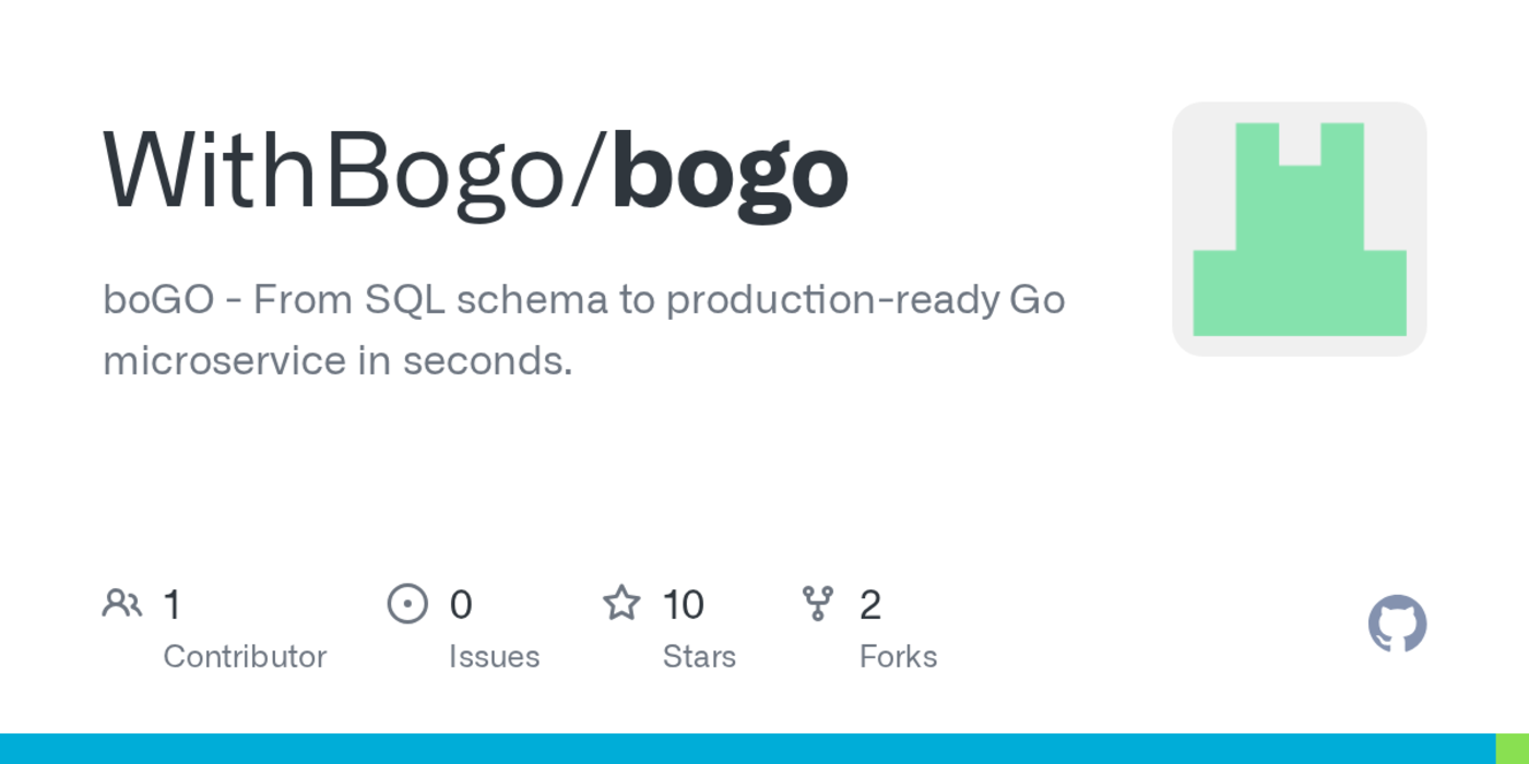 show hn bogo generate go back end services directly from sql files