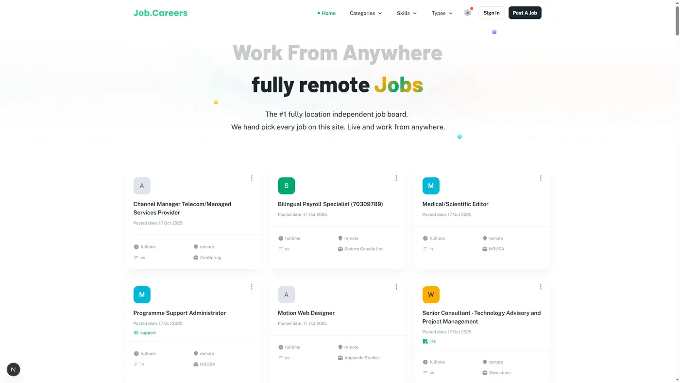 show hn i made a site for 100 location independent jobs too