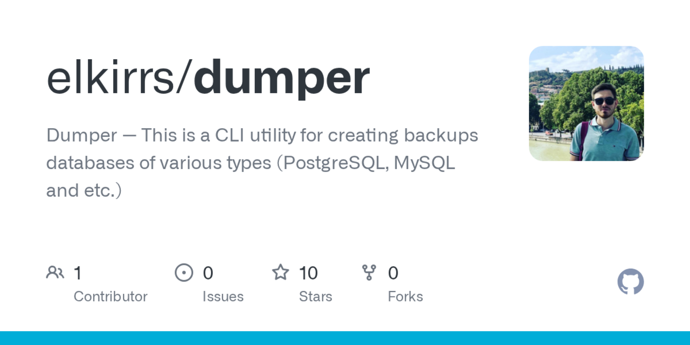 dumper cli utility for creating database backups postgresql mysql and others