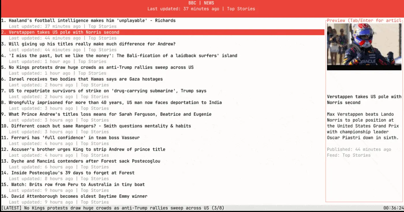 bbcli a tui and cli to browse bbc news like a hacker