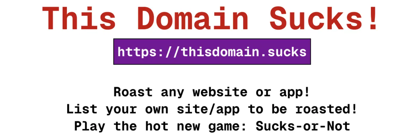 roast domains at this domain sucks