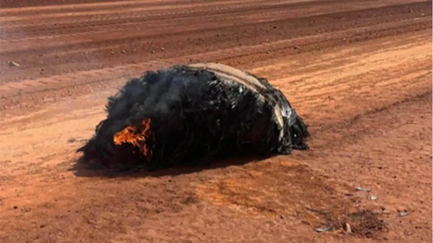 space junk crashlands at mine site