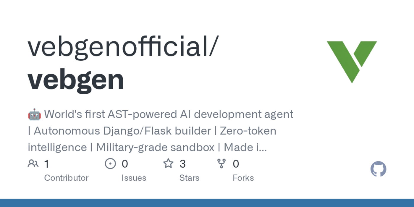 show hn vebgen autonomous ai agent with zerotoken ast intelligence