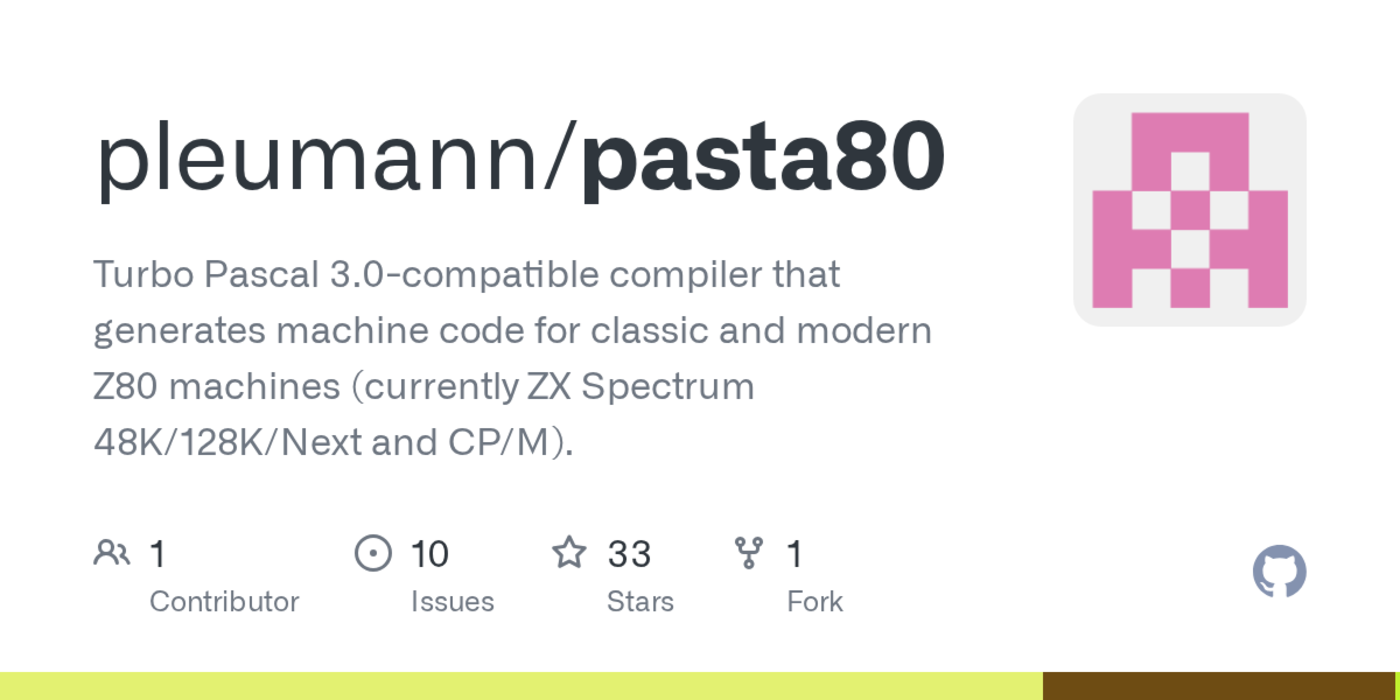 pasta80 is a simple pascal cross compiler targeting the z80 microprocessor