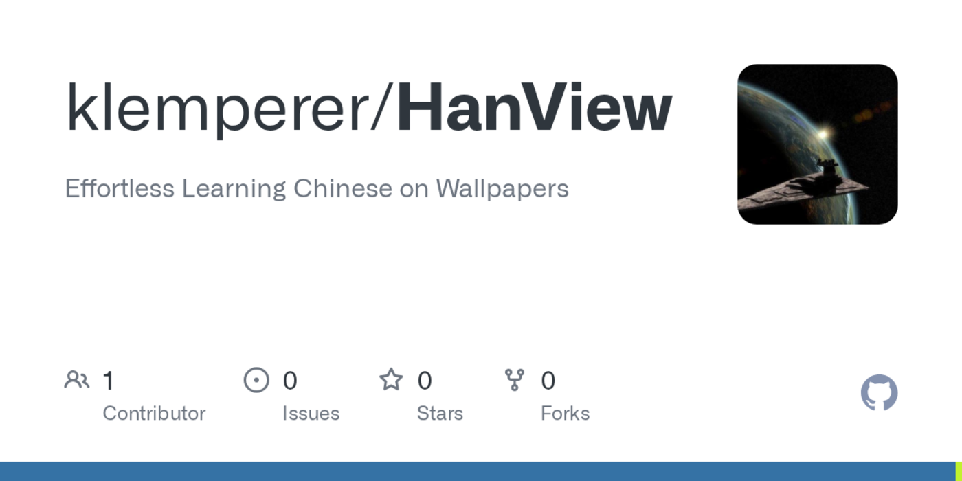 show hn hanview effortless learning chinese on wallpapers