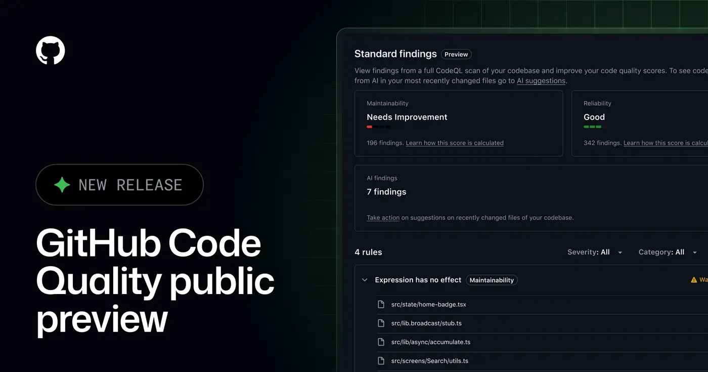 github code quality in public preview