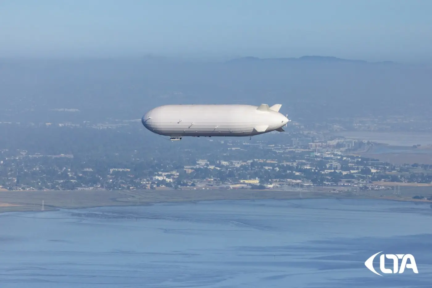 a blimp from lta research was spotted flying over san francisco bay