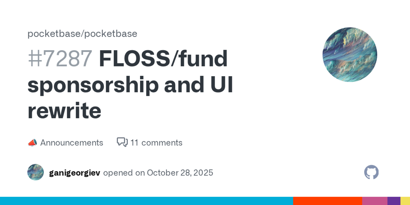 pocketbase 2026 flossfund sponsorship and ui rewrite