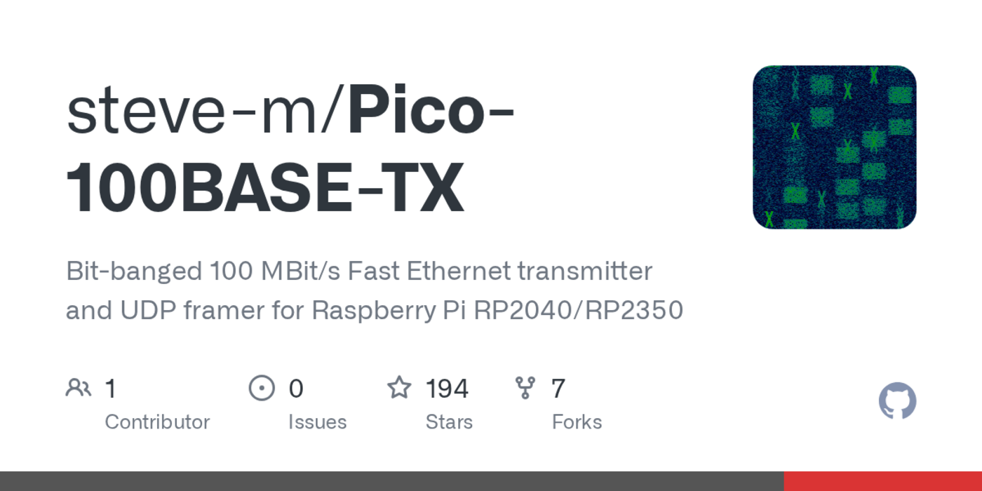 pico100basetx bitbanged 100 mbits ethernet and udp framer for rp2040rp2350