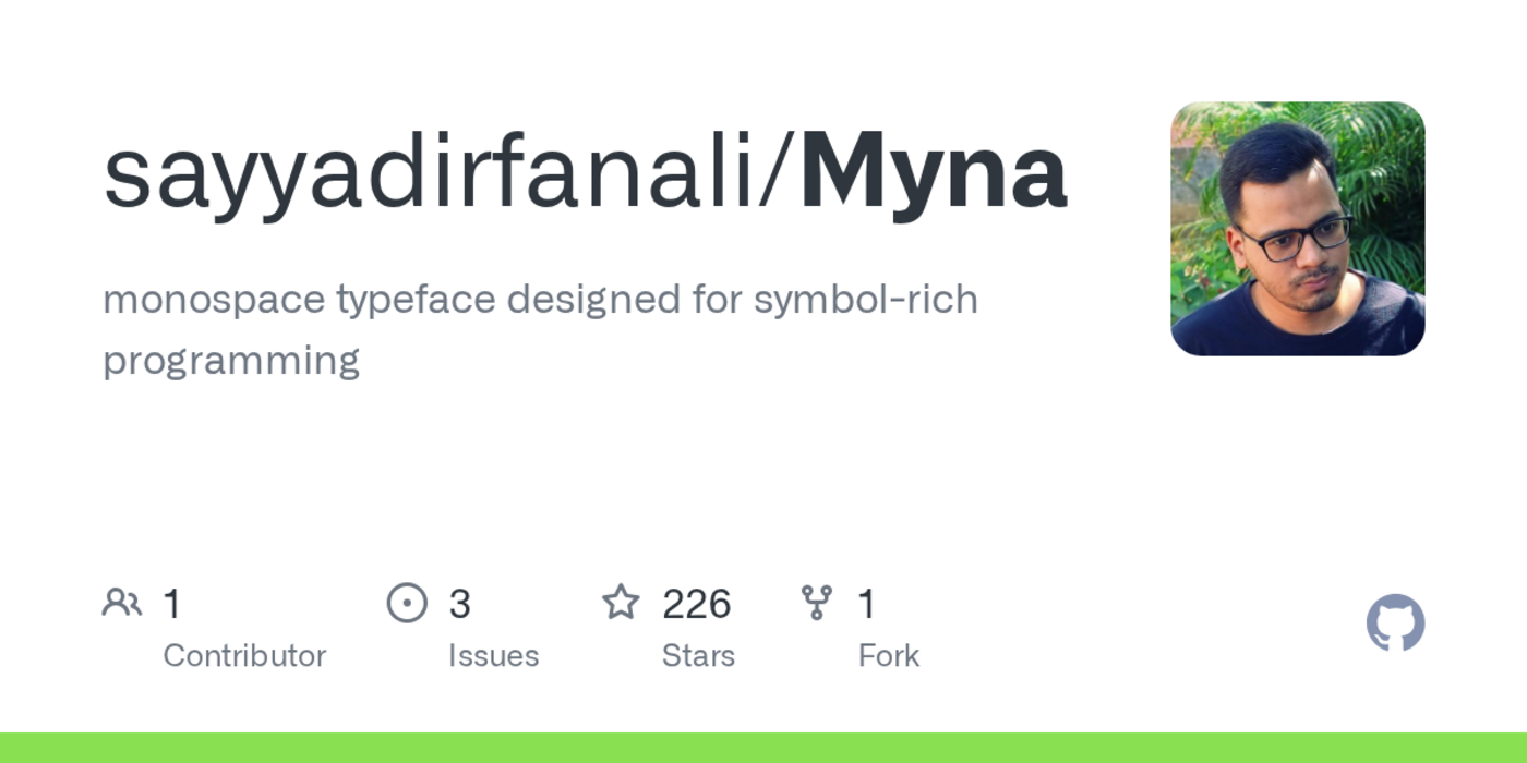 myna monospace typeface designed for symbolheavy programming languages