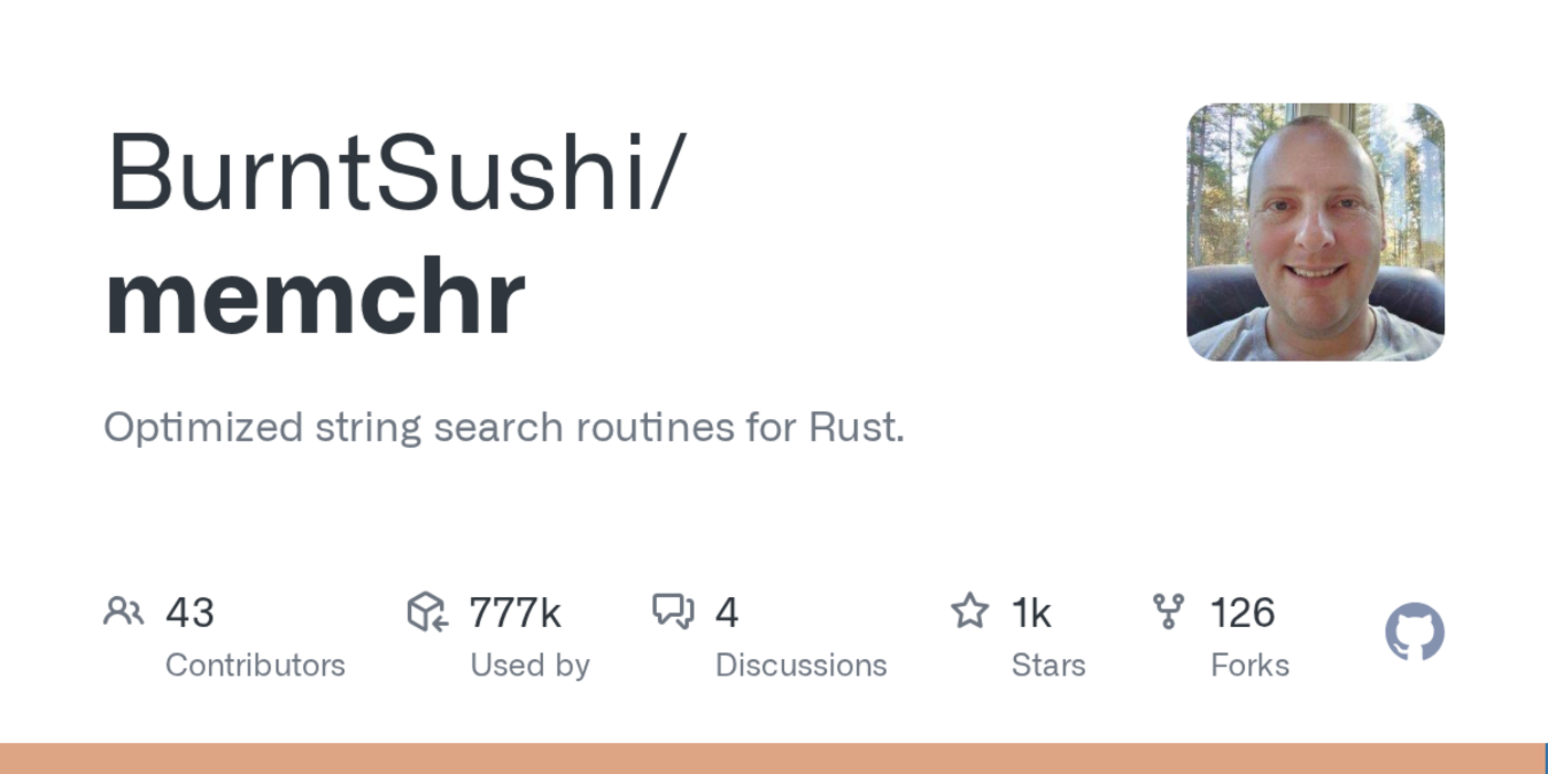 memchr optimized string search routines for rust