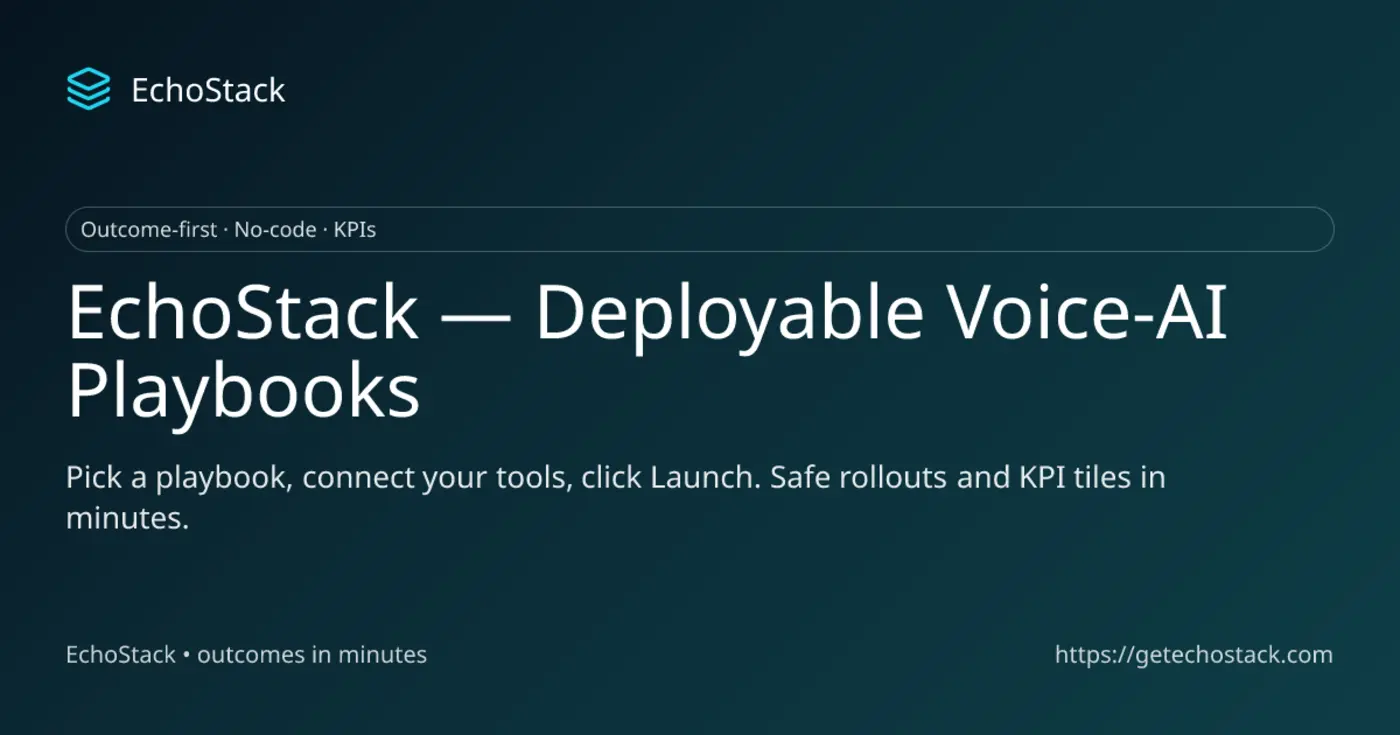 echostack manifestdriven voice ai playbooks stripe checkout model for voice