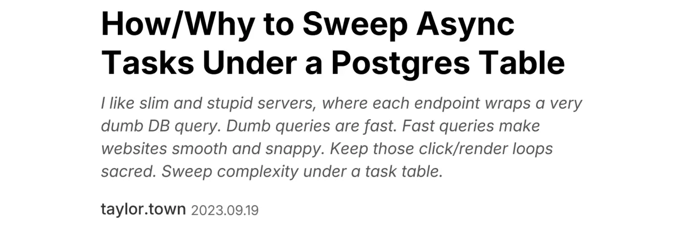 howwhy to sweep async tasks under a postgres table