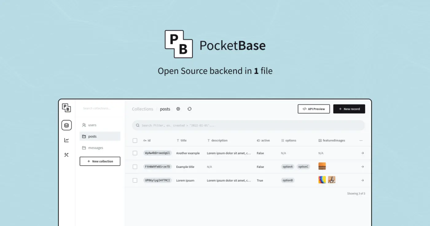 pocketbase opensource realtime back end in 1 file