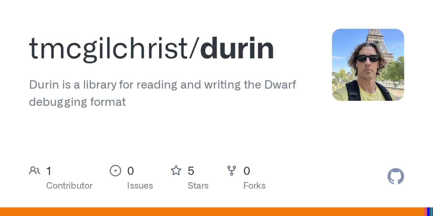 durin is a library for reading and writing the dwarf debugging format