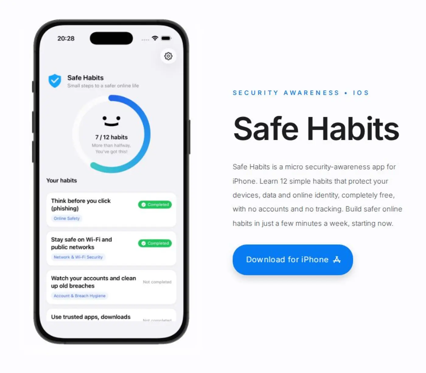 show hn safe habits a tiny ios app for security awareness