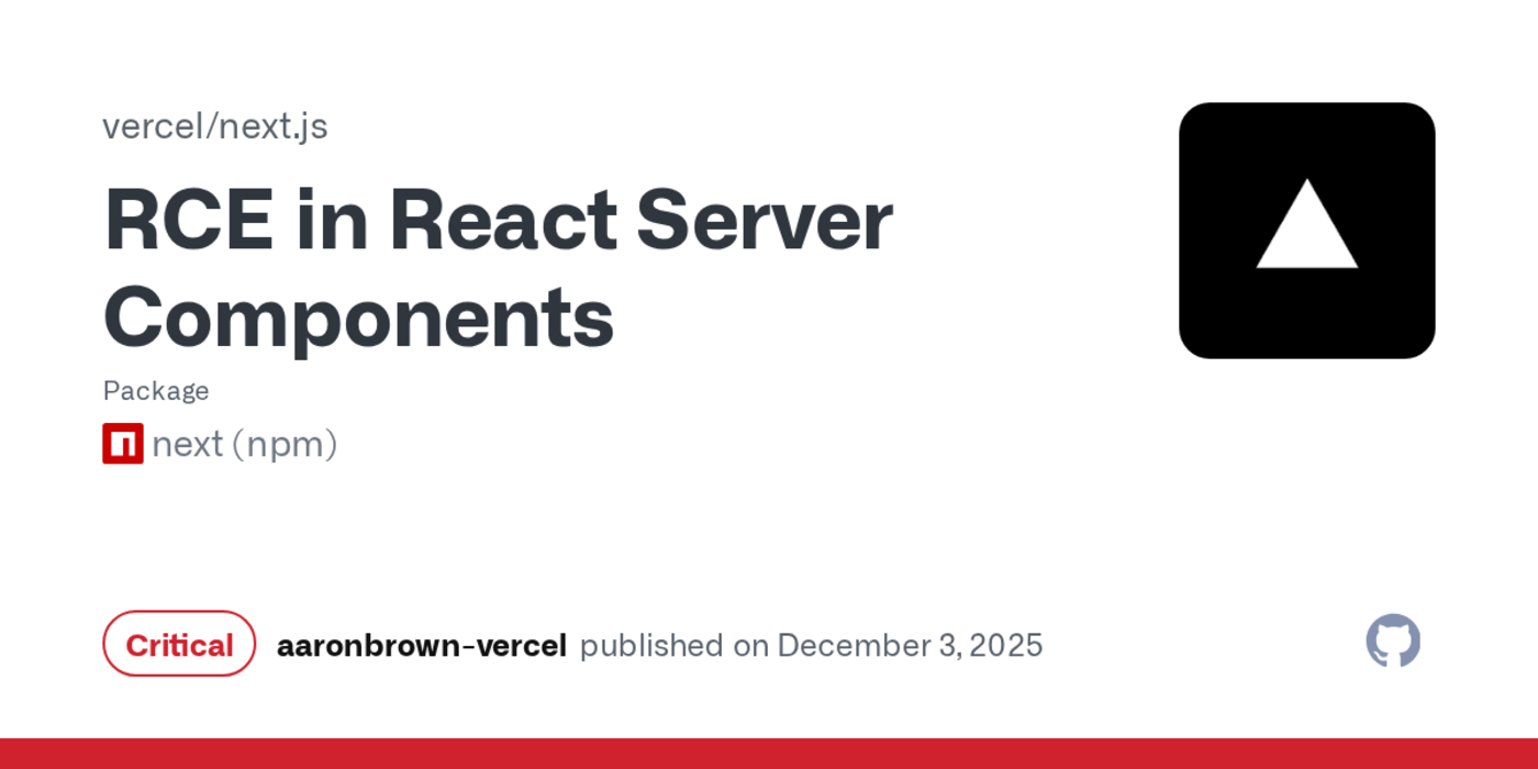 rce vulnerability in react and nextjs