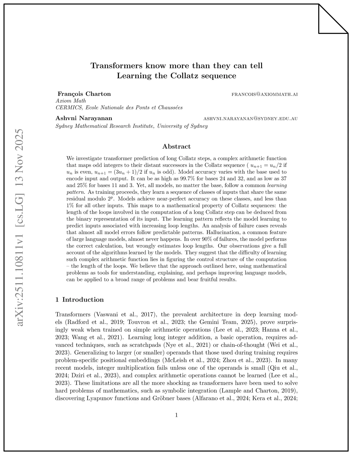 transformers know more than they can tell learning the collatz sequence