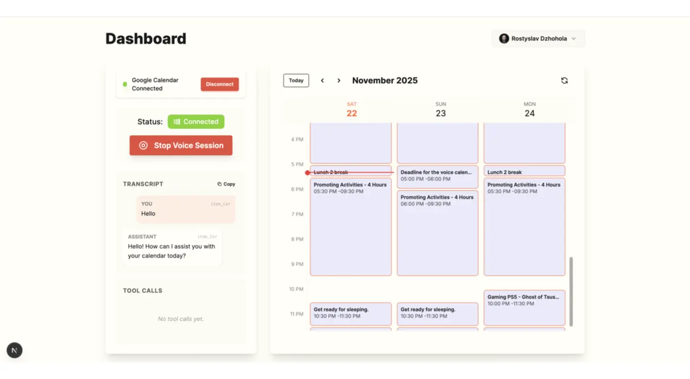 show hn talk to your google calendar readcreateeditdelete events by voice