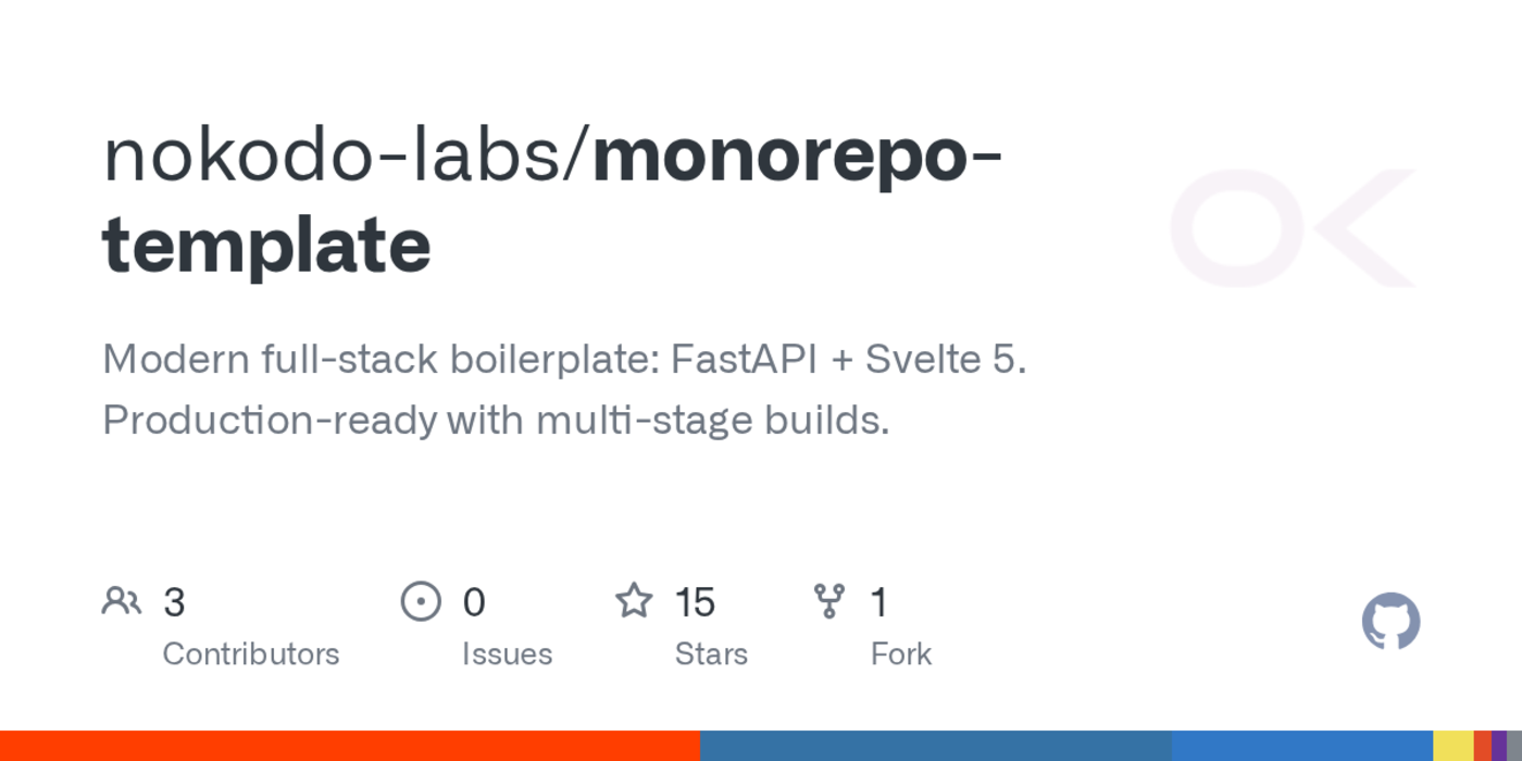 show hn productionready fullstack monorepo template svelte 5 and fastapi