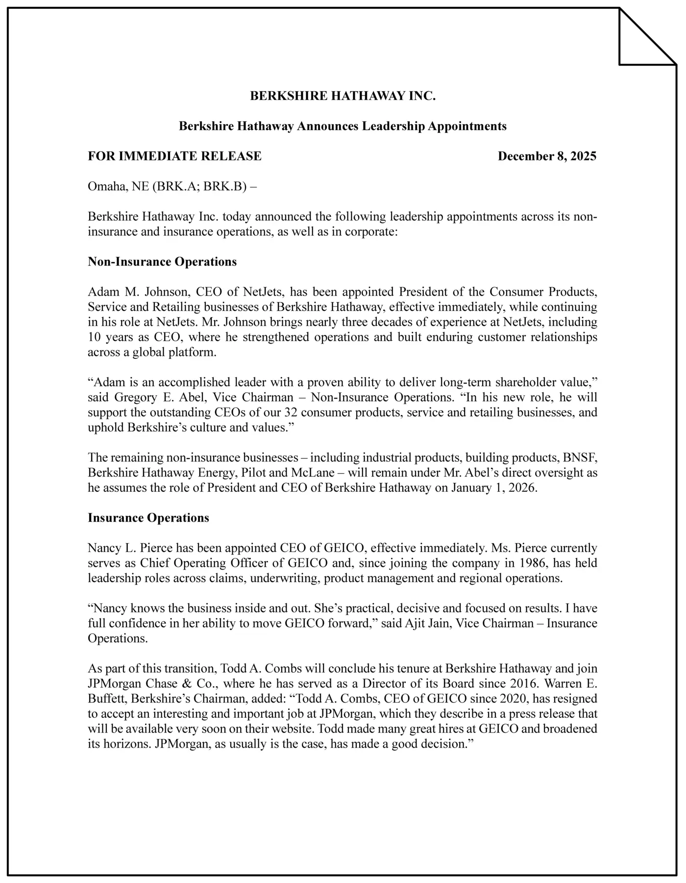 berkshire hathaway announces leadership appointments pdf