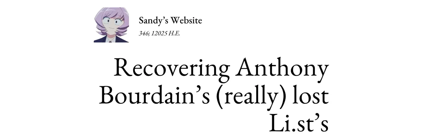 recovering anthony bourdainx27s really lost listx27s