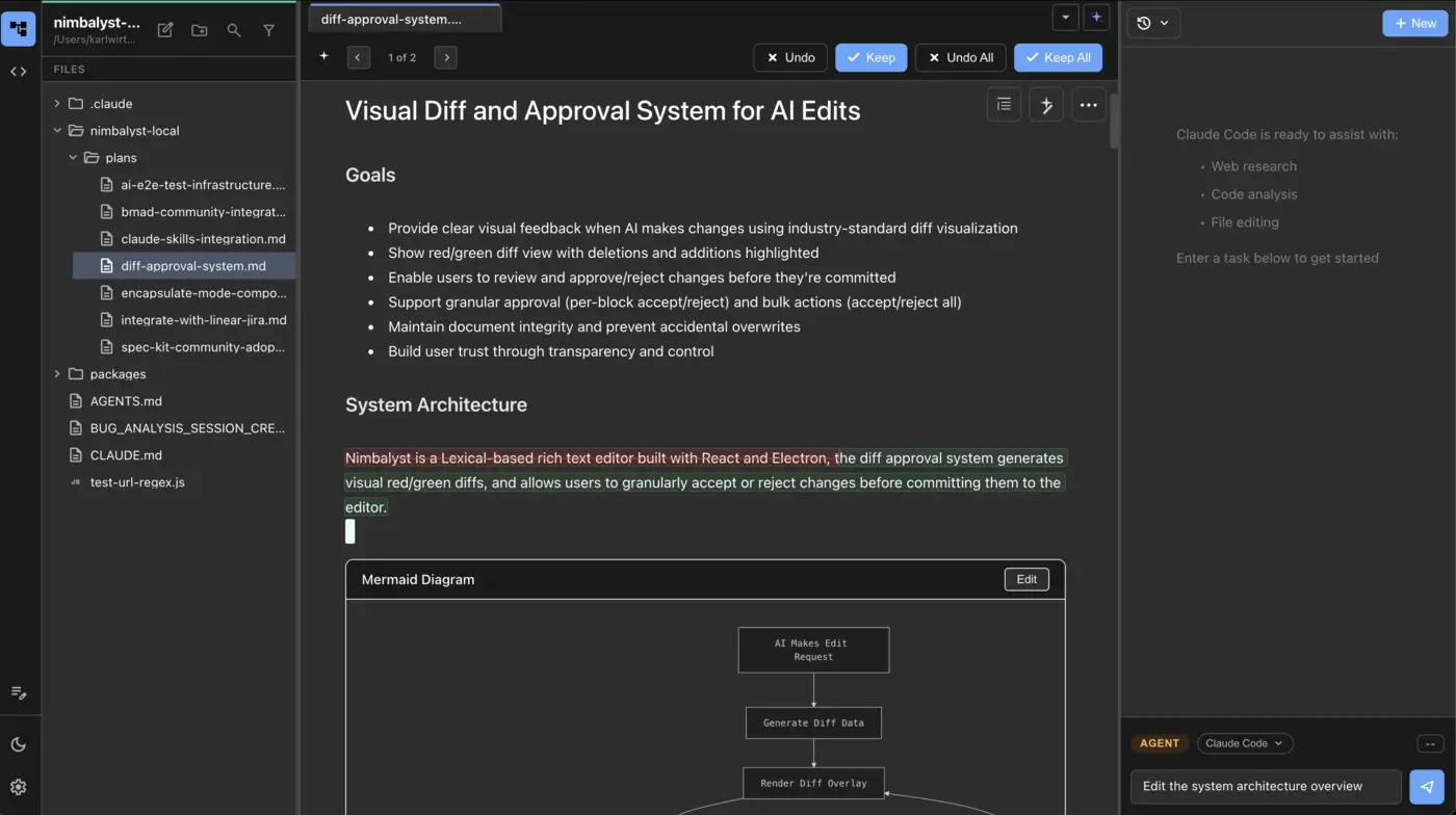 show hn local wysiwyg markdownmockup editor powered by claude code nimbalyst