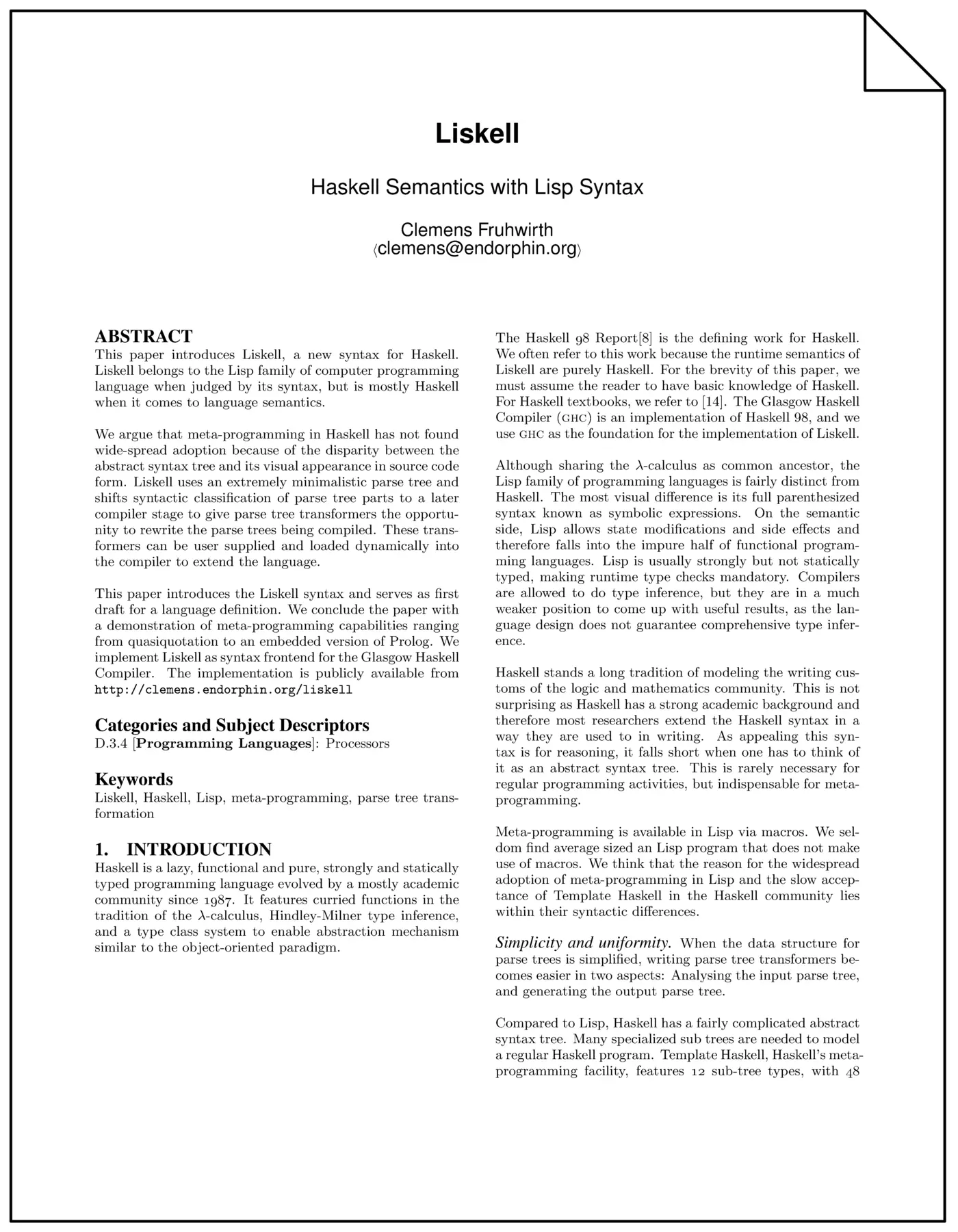 liskell haskell semantics with lisp syntax pdf