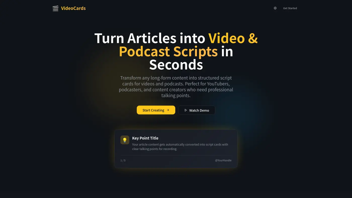 show hn video cardsturn articles into video and podcast scripts in seconds