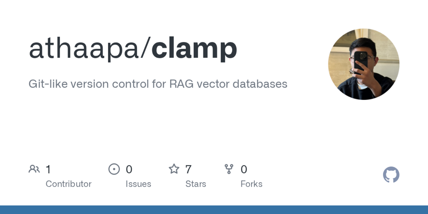 show hn clamp gitlike version control for rag vector databases clipython