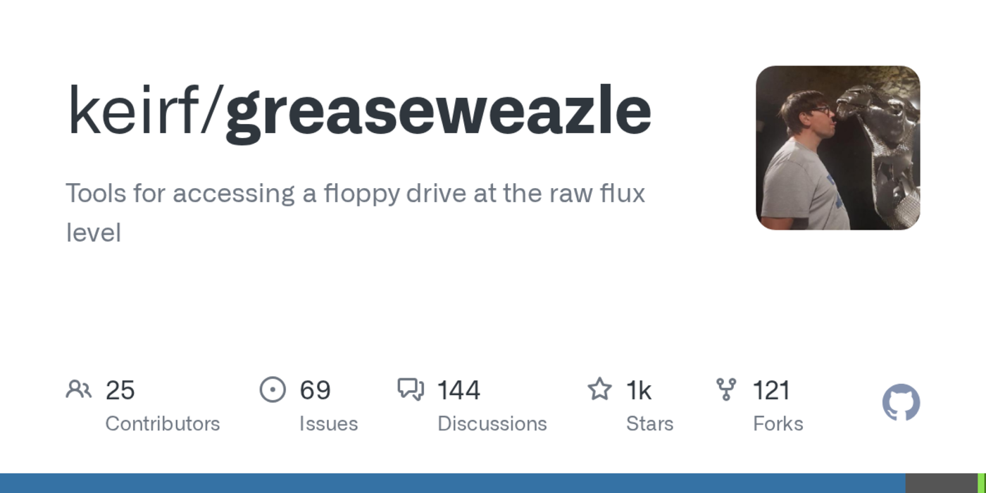 greaseweazle host tools accessing a floppy drive at the raw flux level