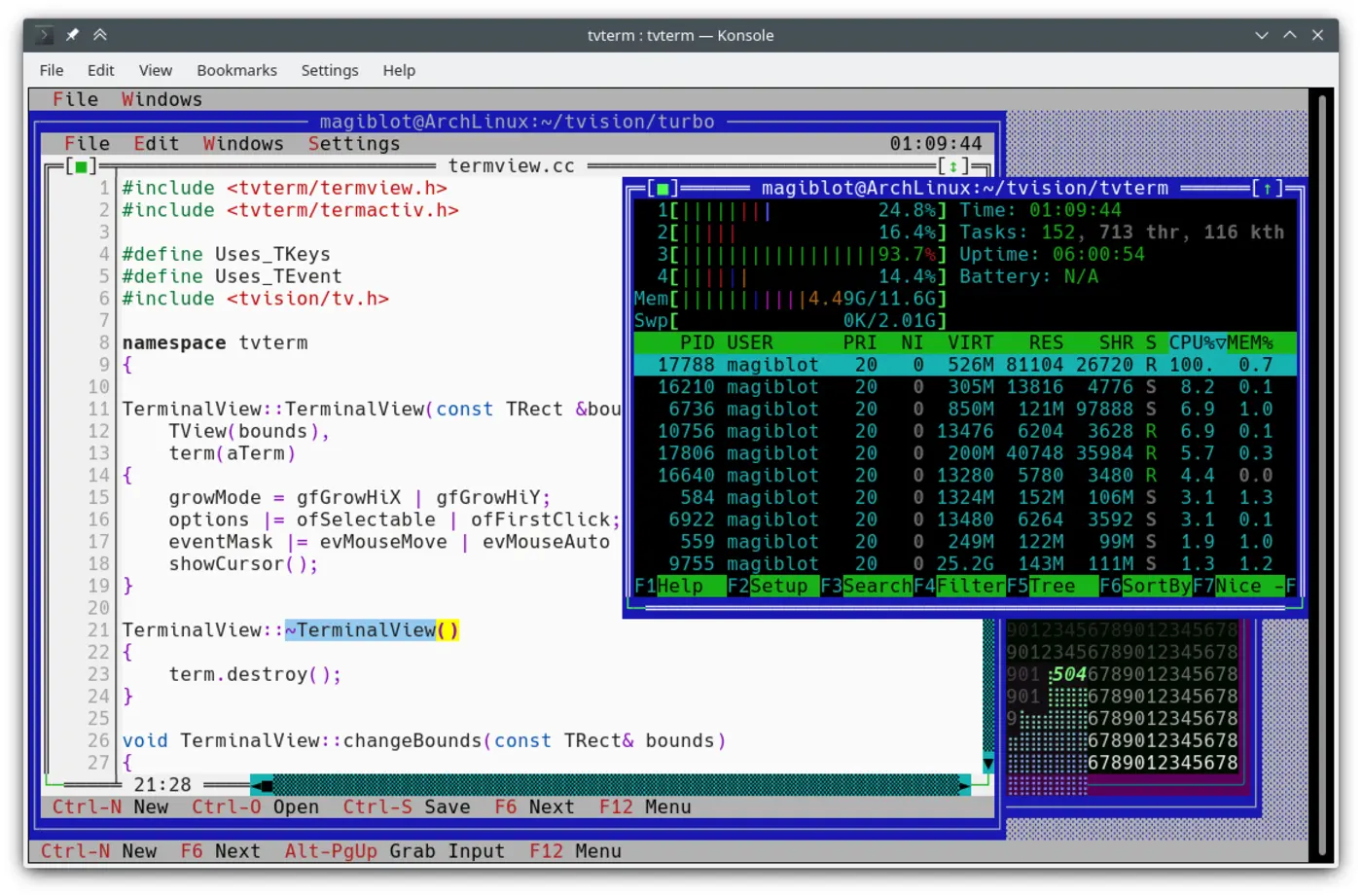 a terminal emulator that runs in your terminal powered by turbo vision