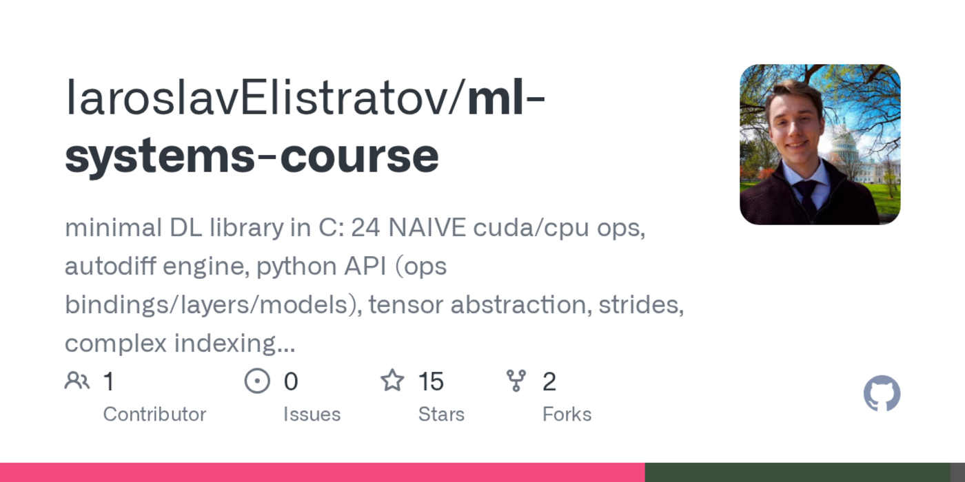 show hn minimal dl library in c 24 naive cudacpu ops autodiff python api