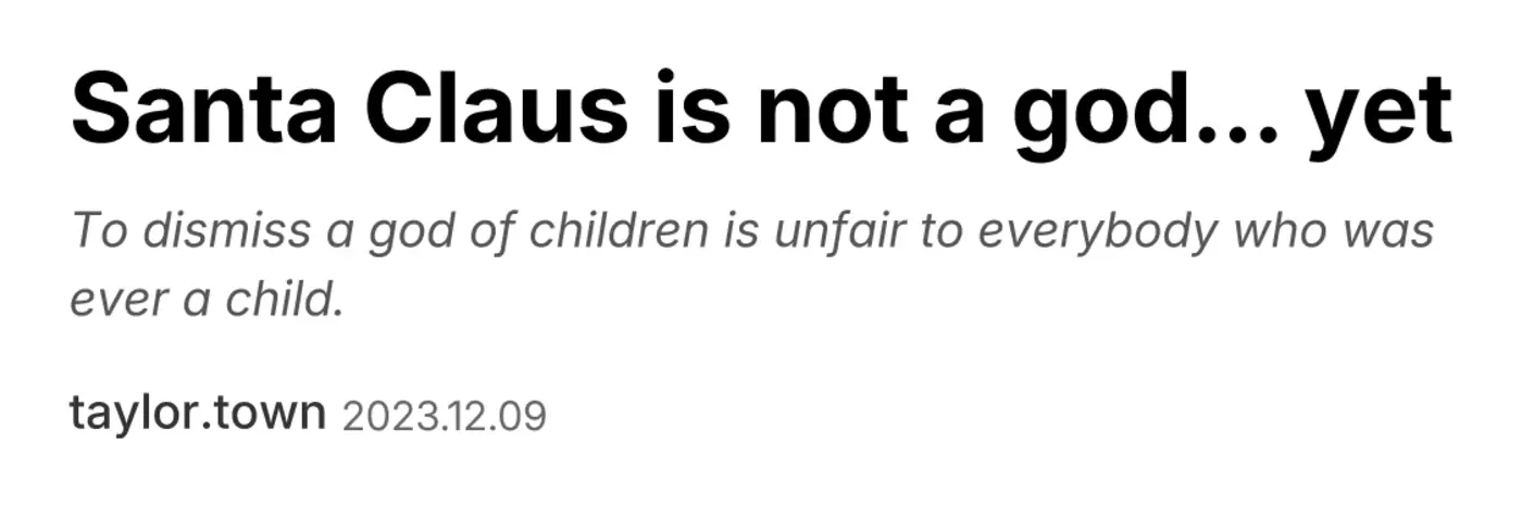 santa claus is not a god yet