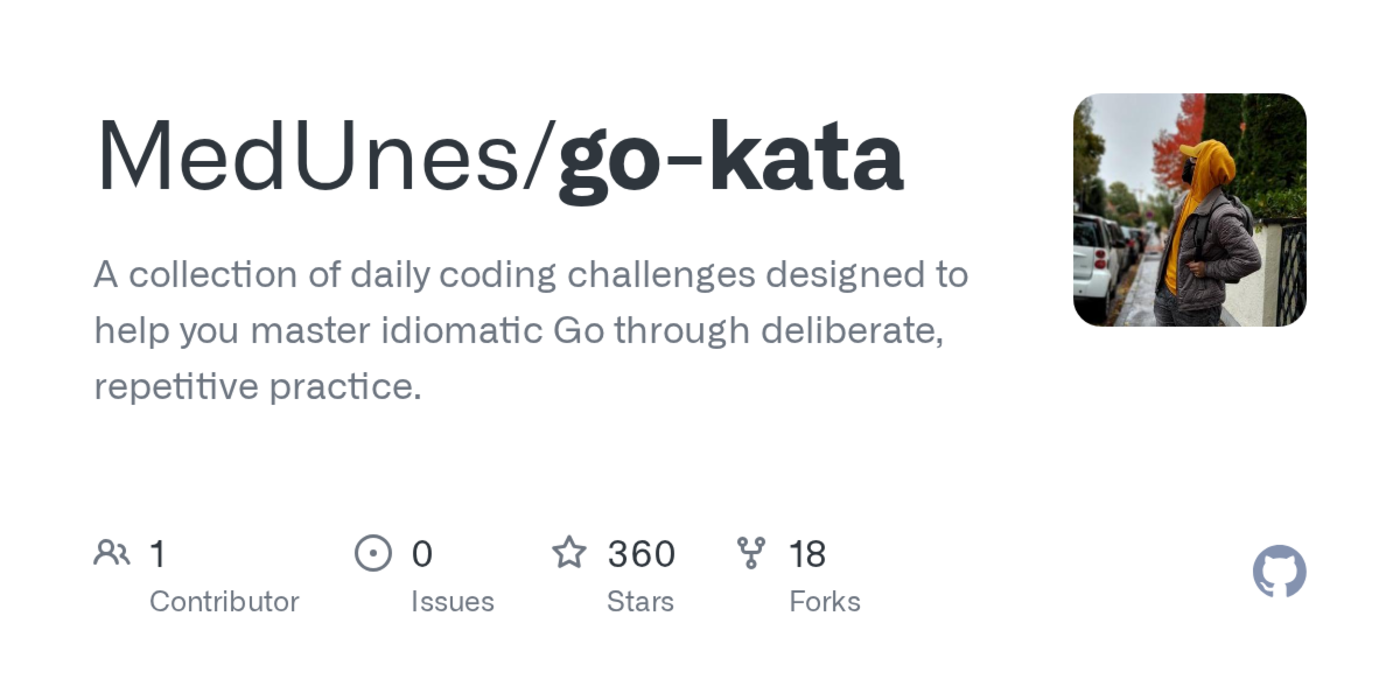 a set of idiomatic prodgrade katas for experienced devs transitioning to go