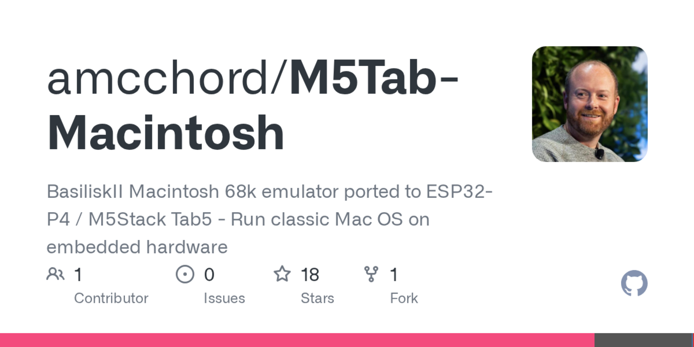 basiliskii macintosh 68k emulator ported to esp32p4 m5stack tab5